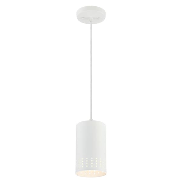 Westinghouse Pendant 60W Mini Phelps, Matte White CylIndoorical Perforated Metal Shade 6356700 - main